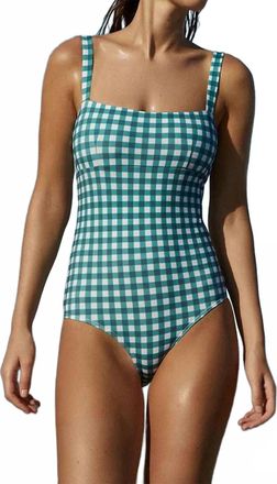 Ephemera Gingham Bandeau One Piece In Forest Green
