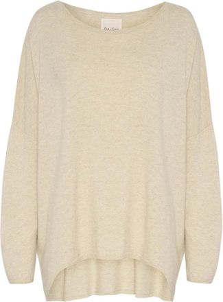 Part Two Tila PW PU Strik - Dames - Ronde hals truien - Beige - XL - Leer - Truien & Vesten