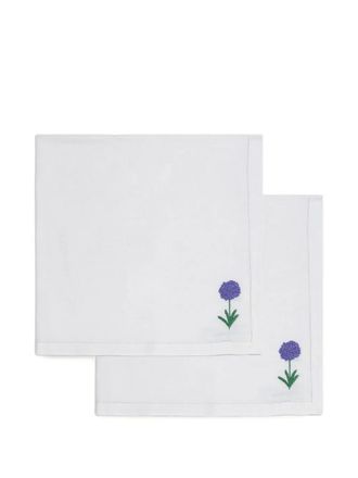 Gohar floral-embroidered napkins (set of two) - White