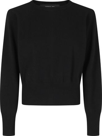 Federica Tosi Black Open Back Ribbed Trim Wool-Blend Sweater