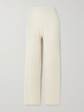 Lisa Yang Pantaloni Sportivi A Gamba Dritta In Cashmere A Trecce Dagny - Crema