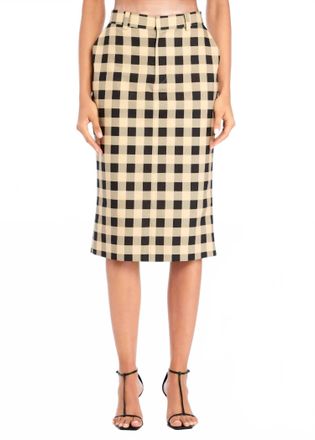 SER.O.YA Carl Linen Midi Skirt In Classic Gingham