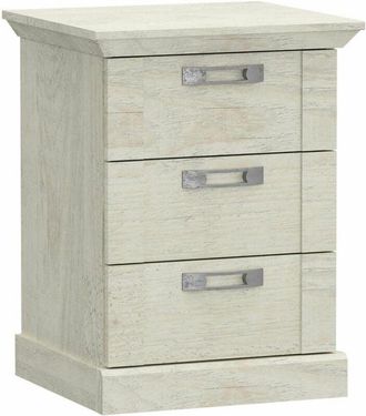 Home Heavenly Home Heavenly - Mesita de noche 3 cajones karen, estilo rústico moderno. 65,4x49,8x44,9 cm. Color: Blanco Pino