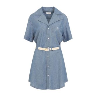 Celine Celine, Kleedjes, Dames, Blauw, S, Katoen, Jurk van Katoenen Denim