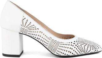 Sergio Moretti Witte Klassieke Gesloten Pumps - Dames - Pumps - Wit - 37 EU - Leer - Schoenen