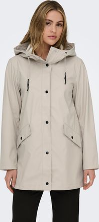 Only Kurzmantel ONLY ONLELISA RAINCOAT OTW NOOS, Damen, Gr. XL, beige (silber lining), Web, Obermaterial: 100% Polyester, unifarben, M&auml;ntel Kurzmantel