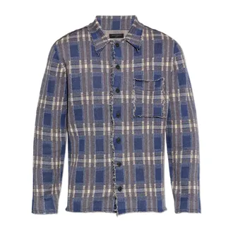 AllSaints Casual Shirts, male, Blue, Size: XL Solmar Knitted Check Cardigan