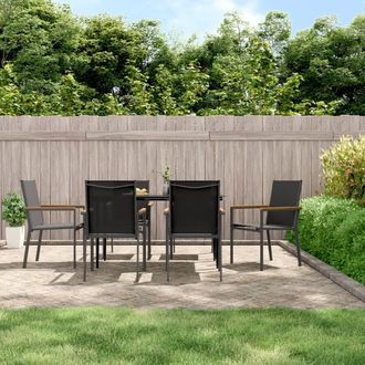Berkfield Home 7 Piece Garden Dining Set Black Textilene & Steel