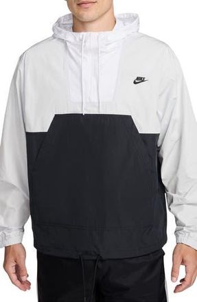 Nike Club Marina Water Repellent Hooded Anorak Jacket in Photon Dust/Black/White at Nordstrom Rack, Size Medium