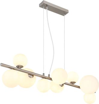 Globo Lighting Luce a Sospensione Riha Nichel Opaco e Opalina 9 x G9
