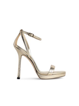 Jimmy Choo London Moza 120 Sandali in tessuto platino