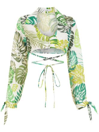Amir Slama Camicia crop con stampa - Verde