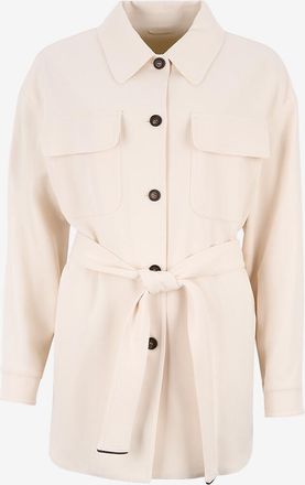 Brunello Cucinelli Lange Hemdjacke aus Twill mit G&uuml;rtel