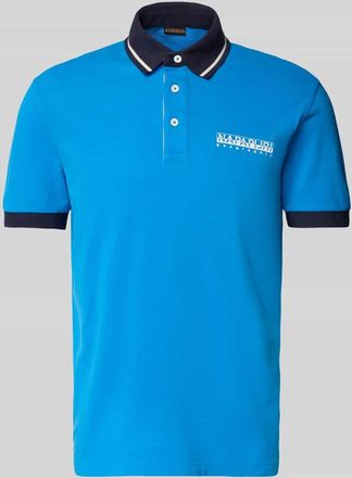 Napapijri Slim Fit Poloshirt mit Label-Print in Royal, Größe XXXL