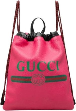 Gucci Pre-owned Vintage Drawstring Backpack - Dames - Vintage Rugzakken - Roze - ONE Size - Vintage