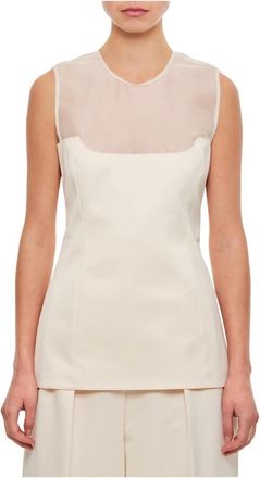 Khaite Top van katoenmix - Dames - Tops zonder mouwen - Wit - 2XS - Katoen - Tops