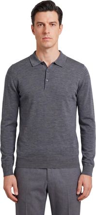 John Smedley Dark Grey Polo Sweater
