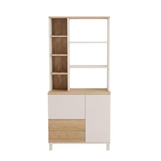 Calicosy Librer&iacute;a de 2 puertas y 2 cajones, decor cachemira y roble, h187 cm