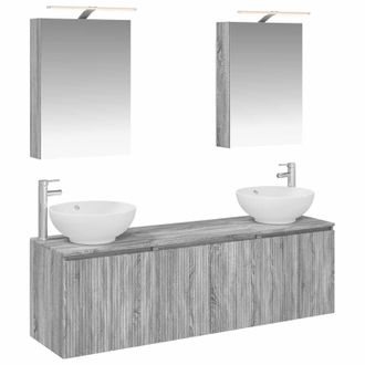 vidaXL Juego De Muebles De Ba&ntilde;o 5 Pcs Sonoma Gris Madera De Ingenier&iacute;a Vidaxl