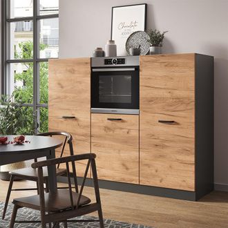 Vicco Bloque De Cocina R-line, Oro Power Roble/antracita, 180 Cm Sin Encimera
