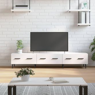 Berkfield Home TV Cabinet High Gloss White 150x36x30 cm Engineered Wood | Size: 150 x 36 x 30 cm