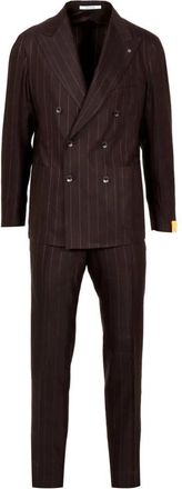 Tagliatore Double-Breasted Suit - Heren - Business pakken - Bruin - XL - Leer - Kostuums