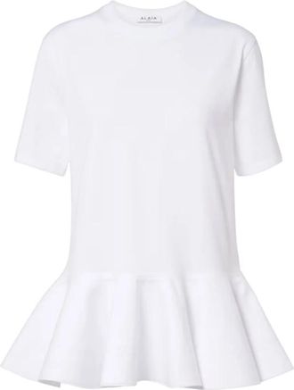 Alaia Katoenen Jersey Crinoline T-shirt - Dames - T-shirts - Wit - XS - Katoen - Tops