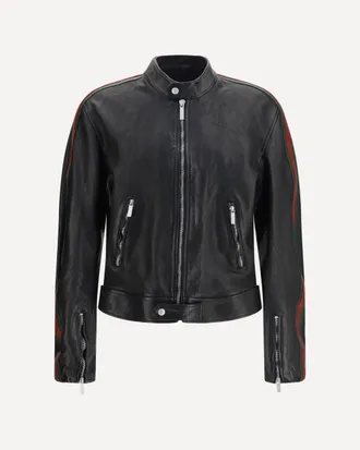 Gucci Bomber in pelle di bufalo con nastro Web Man 46