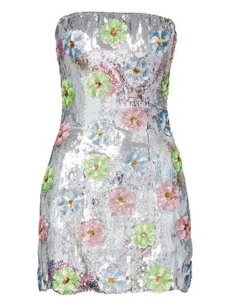 Brandon Maxwell The Esme sequined mini dress - women - Polyester/Viscose - 8 - Silver