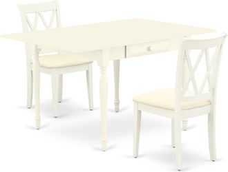 East West Furniture Dining Room Set Linen White, MZCL3-LWH-C