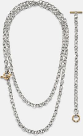 David Yurman DY Mercer sterling silver and 18kt gold chain necklace with diamonds