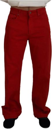 Dolce & Gabbana Straight Broeken - Heren - Regular Fit Jeans - Rood - S - Katoen - Jeans