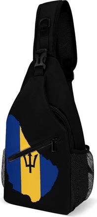 Generic Flag Map of Barbados Unisex Shoulder Bags Casual Crossbody Chest Bag Sling Backpack for Hiking Cycling Travel