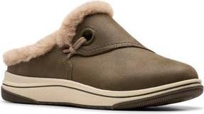 Clarks Breeze Myth Faux Fur Lined Slipper - Wide Width Available in Dark Olive at Nordstrom Rack, Size 7