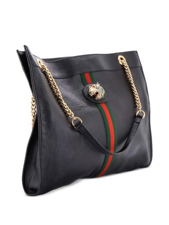 Gucci Rajah Chain Leather Large tote bag - Zwart