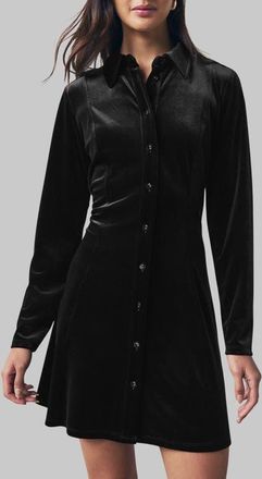 Next Velvet Mini Shirtdress in Black at Nordstrom, Size 10 Us