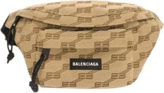 Balenciaga Pre-owned Signature Cotton Canvas Belt Bag - Dames - Vintage Heuptassen - Beige - ONE Size - Katoen - Vintage