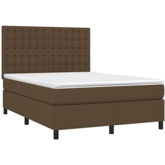 vidaXL Vidaxl - Cama Box Spring Con Colch&oacute;n Tela Marr&oacute;n Oscuro 140x200 Cm