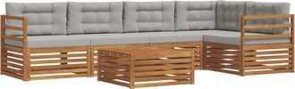 vidaXL Conjunto De Sof&aacute;s De Exterior 6 Uds. Gris Natural Y Claro Vidaxl