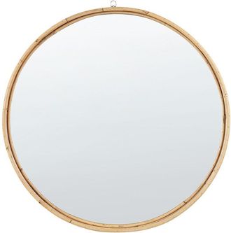 Beliani Espejo De Pared De Rat&aacute;n Beige Natural 60 Cm Colgante Minimalista Barung