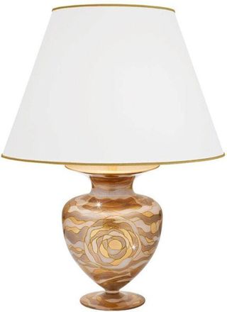 Kolarz Anfora L&aacute;mpara De Mesa De Tela Con Pantalla Redonda C&oacute;nica De Oro De 24 Quilates - Kolarz