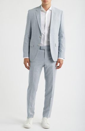 BOSS Huge Stripe Slim Fit Suit in Open Blue at Nordstrom, Size 48