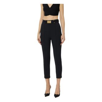 Elisabetta Franchi Cropped Trousers, female, Black, Size: S Cropped Trousers