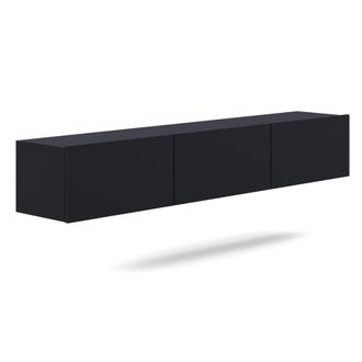 Petits Meubles Mueble tv de pared 3 puertas 180 cm paneles de aglomerado negro