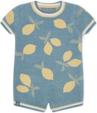 Barefoot Dreams CozyChic Ultra Lite Lemon Print Romper in Azure Multi at Nordstrom, Size 12-18M