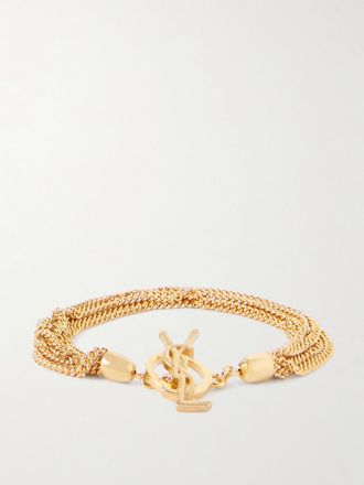 Saint Laurent Bracciale In Metallo Dorato Cassandre - Oro