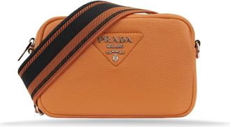 Prada Dames Schoudertas met Ritssluiting - Dames - Schoudertassen - Oranje - ONE Size - Leer - Tassen