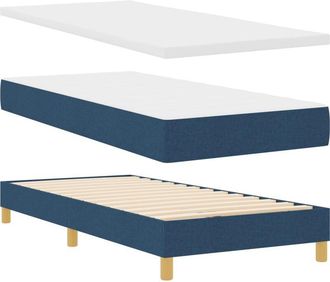 vidaXL Box Spring Bed with Mattress Blue 80 x 200 cm Fabric Vidaxl
