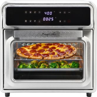 MegaChef 21.13 Quart Stainless Steel Digital Electric Multi-Function Air Fryer and Counter Top Oven in Silver