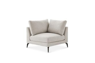 Castlery Spill-Resistant Corner Sofa with Removable Frame and Cushion Covers and Black Legs - Grey | Lena by Castlery